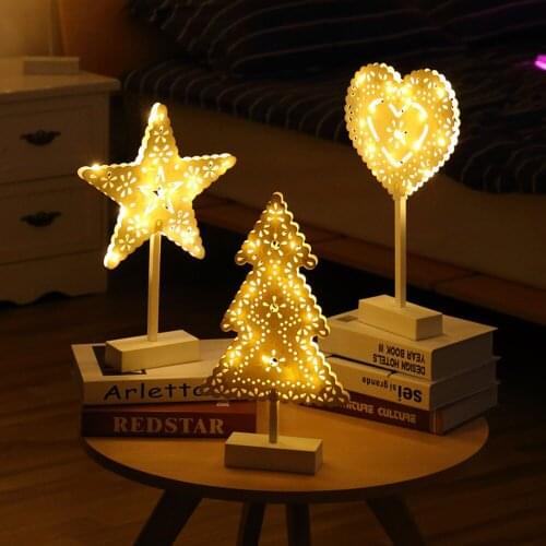 Star Shape LED Night Lamp White Frame Warm White Table Creative Star Night Lamp Stand Home Room Xmas Christmas Decor Kids Gift