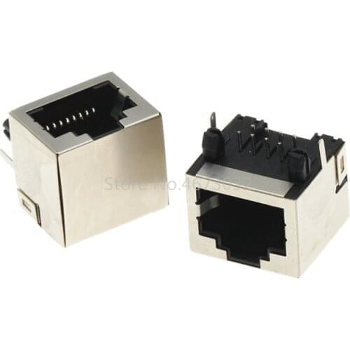 500PCS/LOT Per Lot RJ45 Metal 8 Pin Female PCB Right Angle Board Jack Connector 8P8C