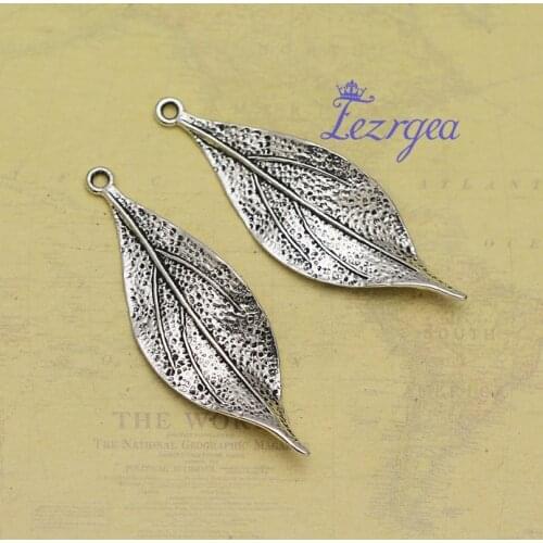 15pcs/lot--49x16mm, leaves chams,Antique silver plated Twisted leaves charms,DIY supplies, Jewelry accessories