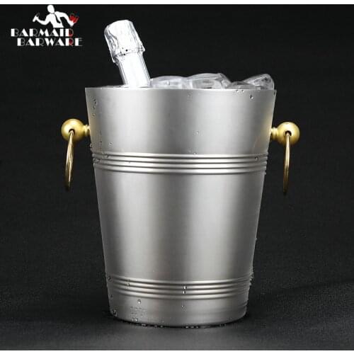 2L/4L European Style Stainless Steel Ice Bucket Wine Champagne Wine Chiller Wine Bottle Cooler Beer Chiller Ice Barrel Bar Tool