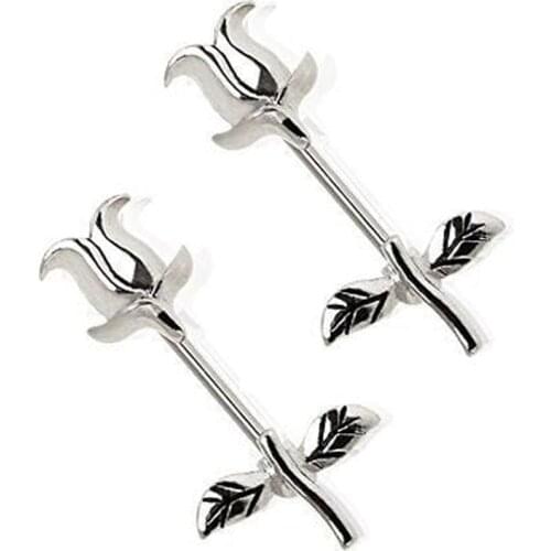 2piece 1.6x14mm Punk Rose Flower Nipple Ring Shield Rings Body Piercing Jewelry Flowers Mamilo Rings Barbell Rings Women Gift
