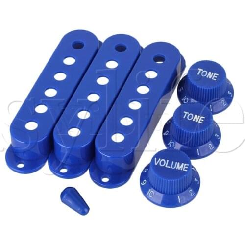 3pcs Dark Blue 82mm Electric Guitar 48/50/52 Single Coil Pickup Cover&1V2T Knob