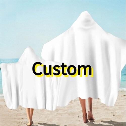 3D Digital Printing Personalized Customization Hooded Towel Wearable Bath Towel For Adults Kids Travel Microfiber Beach Towels