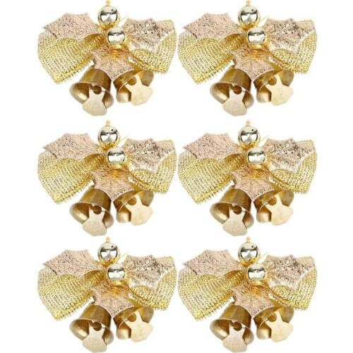 6pcs Christmas Fabric Bows Mini Christmas Tree Bows Xmas Bowknot Decoration