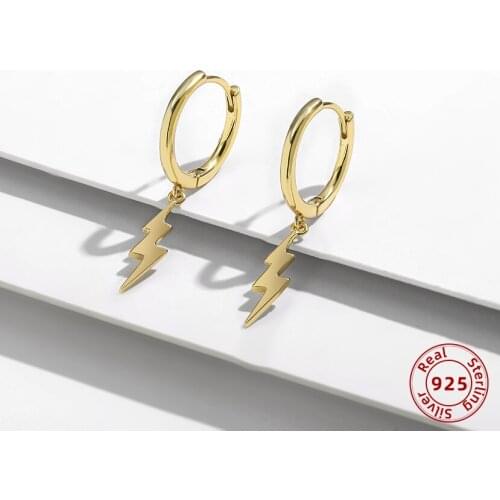 925 Sterling Silver Lightning Hanging Hoop Earrings for Woman Engagement Gift Small Round Circle Huggie Fine Jewelry