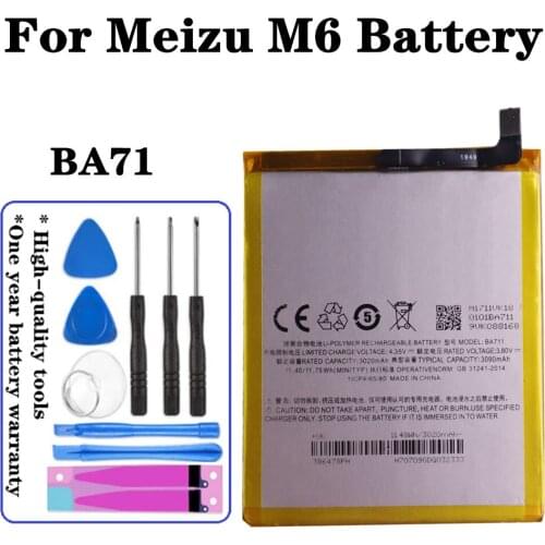 For Meizu M6 (M6 Mini) Meilan M6 M711M M711C M711Q M711H Battery 3020mAh BA711 Smartphone Replacement Batteries + Tools