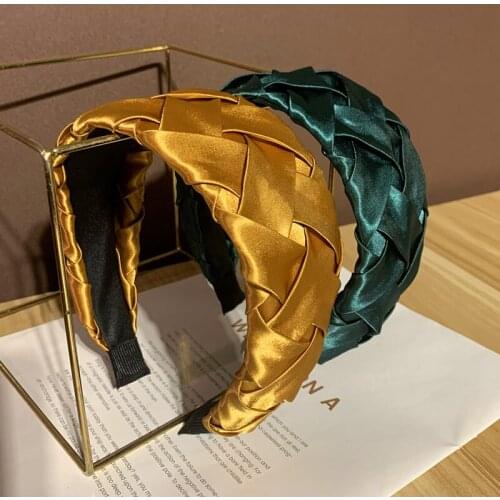 Satin Satin Cross Flower Headband, High-end Hair Accessories, Simple Fabric, Wide Brim, Solid Color Hairband Women