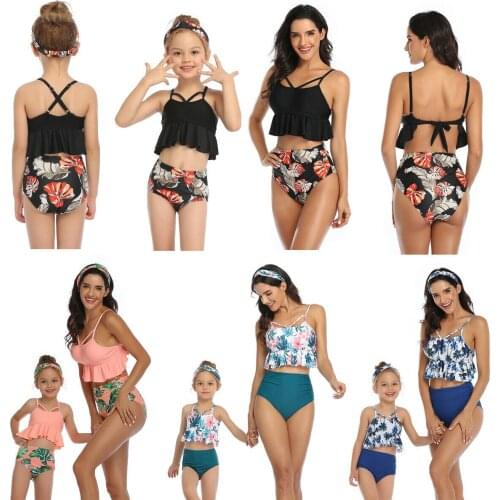Matching Family Mother Girl Bikini 2020 Summer Swimsuit Swimwear Women Swimsuit Children Baby Kid Beach Swimwear biquini