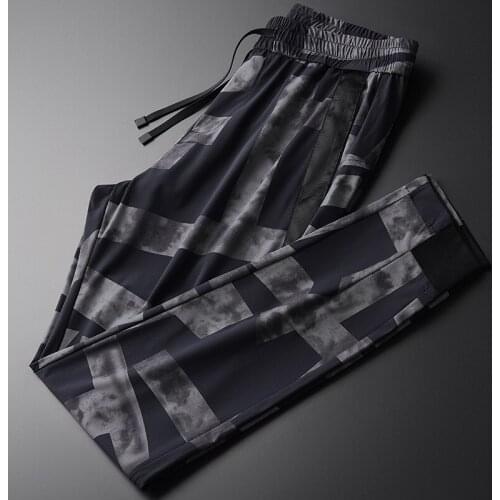 Classic Printing Leisure Men Pants Summer Plus Size 3XL 4XL Ventilation Elastic Ankle-length Pants Luxury Slim Fit Trousers Men