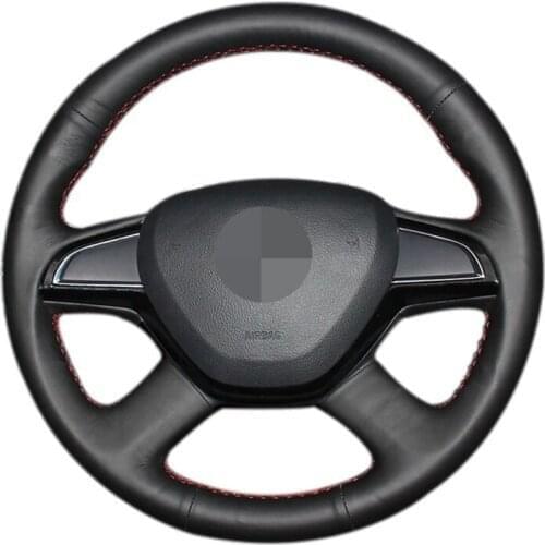 Car Steering Wheel Cover Soft Black Artificial Leather For Skoda Octavia 2015 2016 Fabia 2014 Rapid 2013-2015 Superb