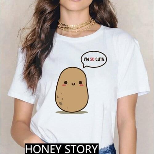 Cute Potato Funny Graphic Printed Unisex T shirts Women Summer Fashion Cartoon Short Sleeve Tshirts Girls Casual O-neck Tops Tee