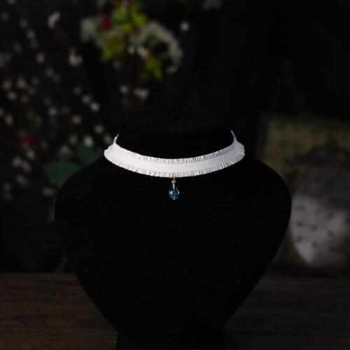 Elegant Bridal Neck Strap Lace Turquoise Rhinestone Pendant Neckwear for Wedding Travel Studio Photo Daily Life JL010