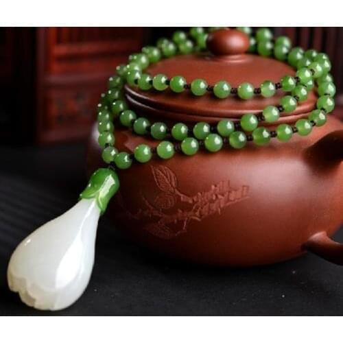 Chinese handcarved 100% Natural Nephrite White Jadeite Magnolia pendant necklace AAAAAAAA Free shipping