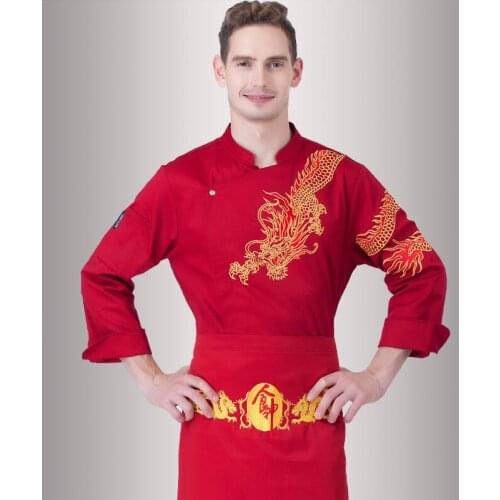 Cook suit long-sleeve chefs uniform work wear Jacket + apron Western restaurant canteen cake shop hotel Chef Outfit