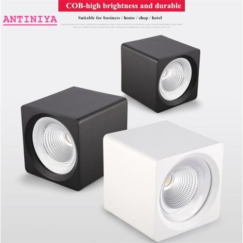 Square Surface Mounted Dimmable COB LED Downlights 7W 9W 12W 15W 20W LED Ceiling Lamp Spot Lights AC85 ~ 265V indoor lighting