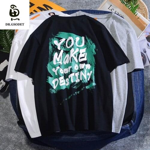 GSODET Summer T-Shirt Couple Cotton Ins Korean Style Trend Casual Color Letter Printing Loose Half Sleeved Mens and Womens Top