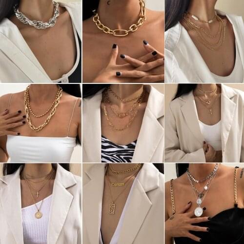 Punk Metal Multi Layer Thick Chain Choker Necklace For Women Men Fashion Night Club Jewelry Female Choker Collier