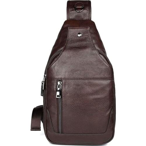 Men Travel Chest Bag Cow Leather Brown 2021 New Male Big Large Capacity Business Chest Bags