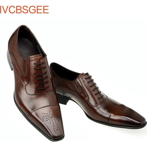 2021 Mens Business Square Toe PU Leather Shoes British Casual Single Shoes Lace-up Mens Wedding Party Shoes