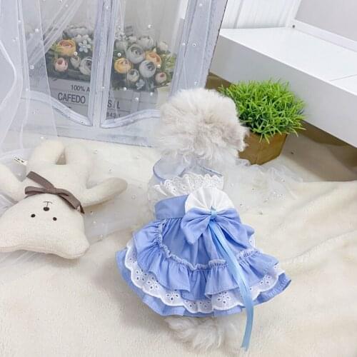 Custom Handmade Dog Clothes Spring and Summer Cotton Lolita Cat Teddy Pet Princess Dress Bozal Chihuahua Funny Pet Clothing
