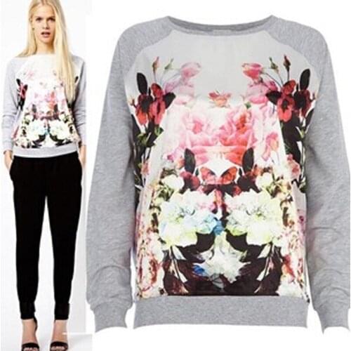 Wholesale Fashion 3D Flower Printed Sweatshirt Crew Neck Autumn Hoodies Women Casual Casual Pullover Tracksuit moletom DL1355