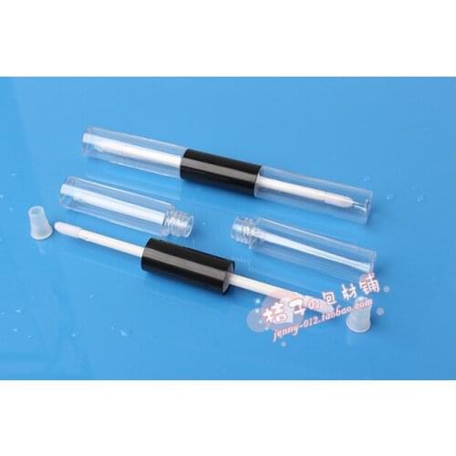 Capacity 5ml 50pcs/lot black two head plastic tubehigh quality lip stick soft tube,wand Lip gloss tube ,plastic cosmetic tube