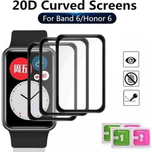 Full Curved Screen Protector Film For Huawei Band 6 Tempered Glass For Honor Band 6 Band6 Smart Watch Wristband Protective Film