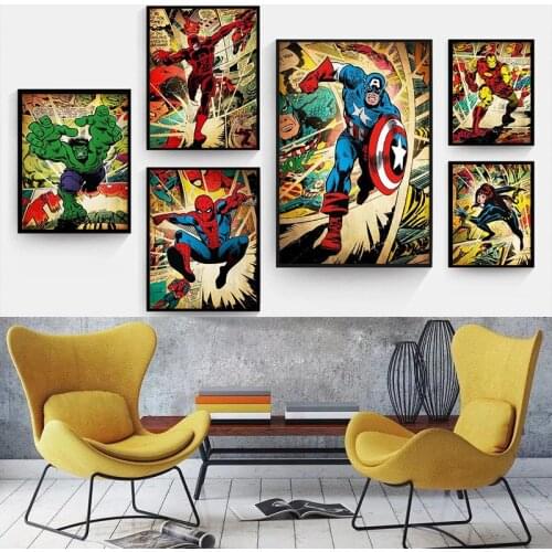 Marvel Hero Comics Superhero Captain America Canvas Painting Posters and Prints Wall Art Pictures for Kids Room Decor Gift