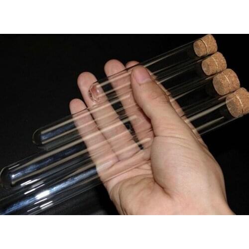 12pcs/lot Length 75/100/150/180mm U-shape Clear Glass test tubes with cork stopper for kinds of Labs/schools glassware
