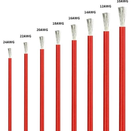 LDARC Tinned Copper Power Wire Silicon Insulator 10/12/14/16/18/20/22AWG RC Model Drone Car Battery ESC Cables Black Red 1m