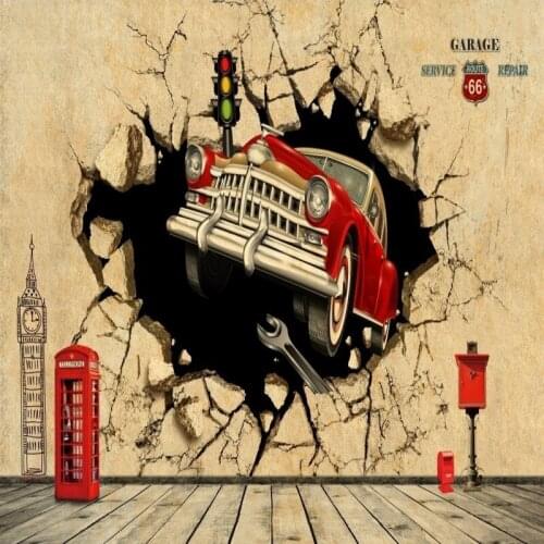 Dropshipping Colomac Customized Mural 3d Vintage Retro Car Restaurant Wallpaper Living Room Wallpaper Bedroom Papel De Parede