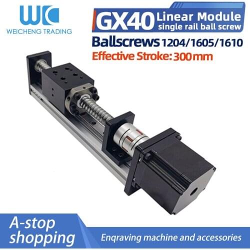 GX40 300mm ball screw slide precision stepping cross motor moving CNC linear guide linear slide module +1pc 57 motors