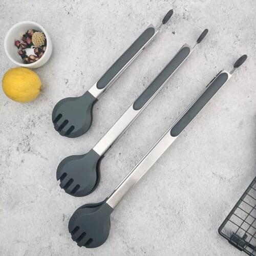Silicone Stainless Steel Food Tongs Non-slip Cooking Tools Salad BBQ Tools Kitchen Accessories xqmg Meat Poultry Tools Kitchen
