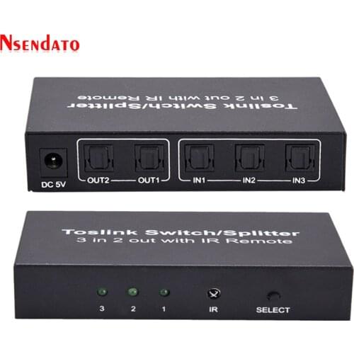 Spdif Toslink Optical Audio 3x2 Switcher Digital Optical Switch Splitter Extender with IR Remote Control For LPCM 2.0 DTS Dolby