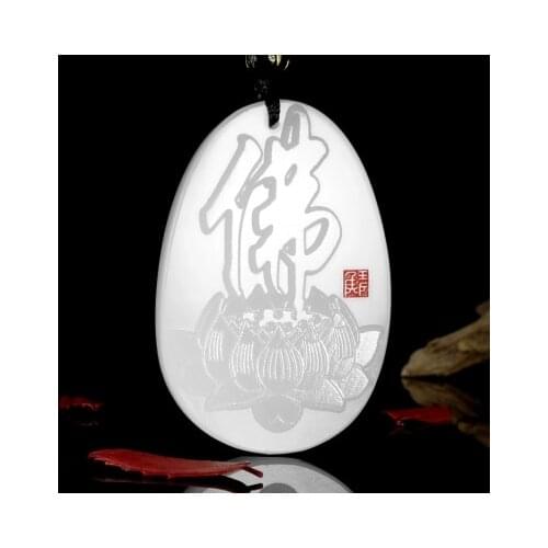 Zheru Jewelry Natural Hetian Jade White Buddha Pendant Necklace Exquisite Jewelry Best Gift