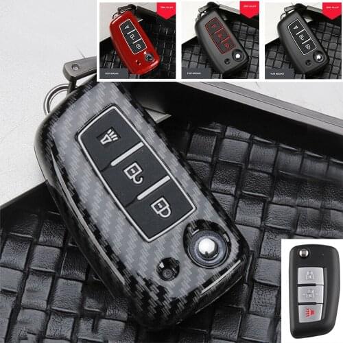 Carbon Fiber Smart Remote Car Key Protector Fob Case Cover Bag Accessories Keychain For Nissan Rogue 14-19 Accessories
