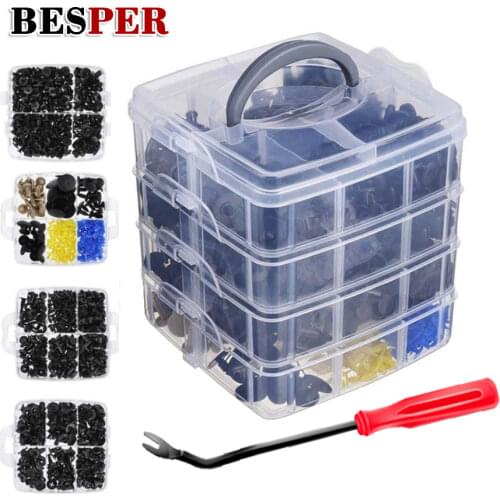 Besper 650pcs/Box Car Fastener Clips Mixed Car Fasteners Door Trim Panel Auto Bumper Rivet Retainer Push Engine Cover Fender