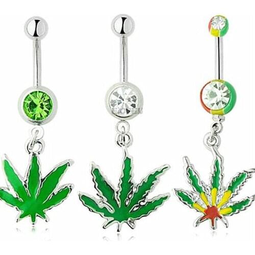 Leaf Navel Button Ring Belly Sexy Body Piercing Jewelry 1Piece Mix Style Crystal Stainless Steel Navel Piercing Body Jewelry