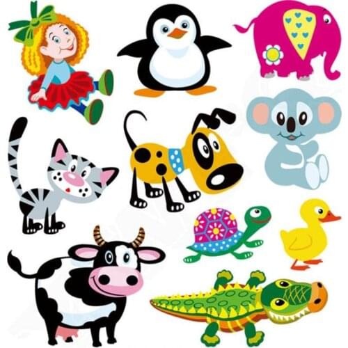 Girl PVC Patch 10pcs cute animal deal with it Clothes Heat Transfer Printing T shirt iron on patches for clothing baby Stickers