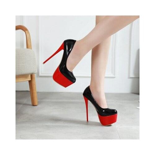 2019 summer high-heeled stiletto16cm shoes waterproof platform shallow mouth color matching sexy nightclub net red shoes women