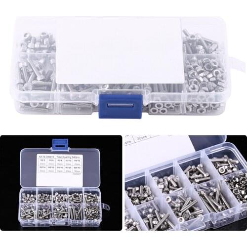 340pcs M3 Screw Stainless Steel Screw SS304 Hex Socket Cap Head Screws And Nuts Assortment Dropshipping New