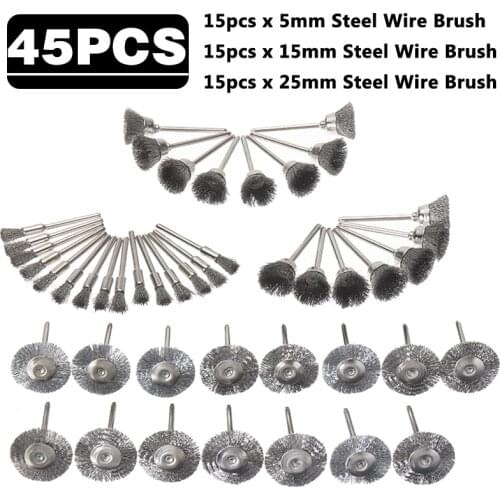 45pcs Stainless Steel Wire Brush Wheel Brushes Die Grinder Rotary Electric Tool for Mini Drill Rotary Tools Accessories