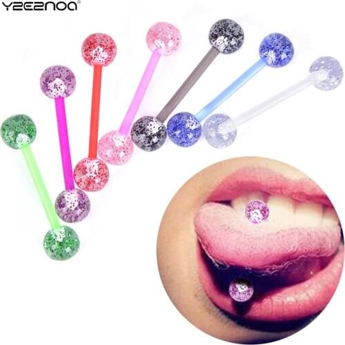 8PCS/Set Plastic Eyebrow Navel Belly Lip Tongue Ring Nose Bar Rings Body Piercing Jewelry Soft Rod Barbell Ball Wholesale
