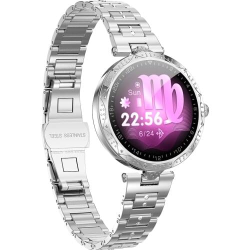 AK22 Smart Watch Women IP68 Waterproof Full Circle Dial Touch Screen Heart Rate Blood Pressure Monitor Smartwatch 2020 Girl Lady