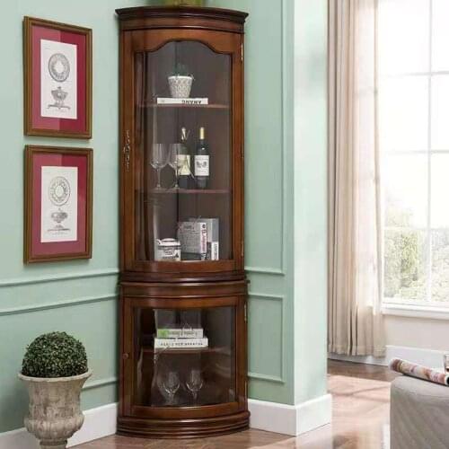 American solid wood corner cabinet European triangle cabinet side cabinet corner cabinet wine cabinet living room corner cabinet