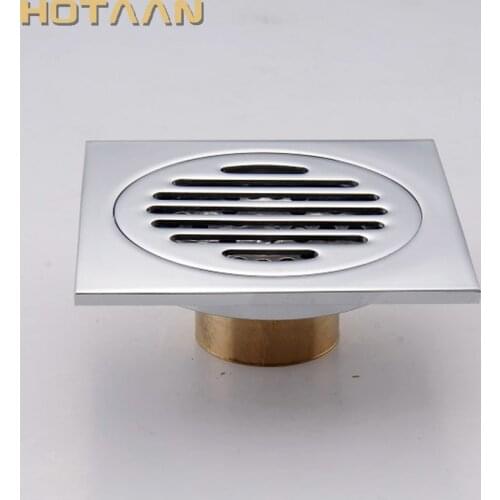 Free Shipping High Quality Chrome Plated Solid Brass Made Bathroom Accessory Square Floor Drain Waste Grate 100mm*100mm YT-2107