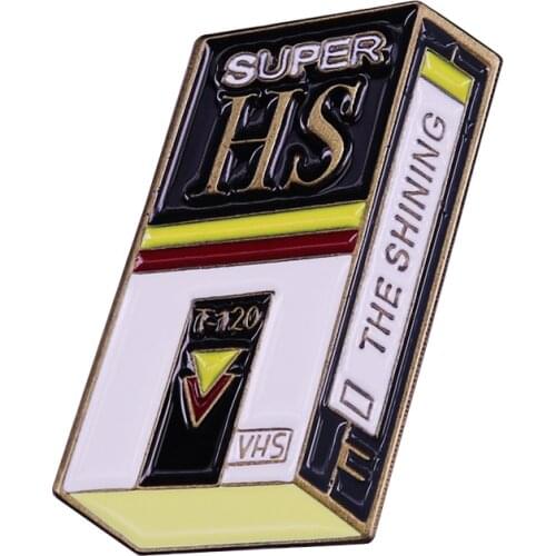 The Shining VHS HS T-120 Retro Video Tape Enamel Brooch Pins Badge Lapel Pins Alloy Metal Fashion Jewelry Accessories Gifts