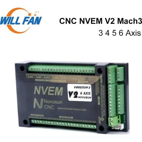 Will Fan NVEM V2 Mach3 Controller Card 3 4 5 6 Axis For CNC Router Engraving Machine 300KHz Ethernet Port CNC Kit