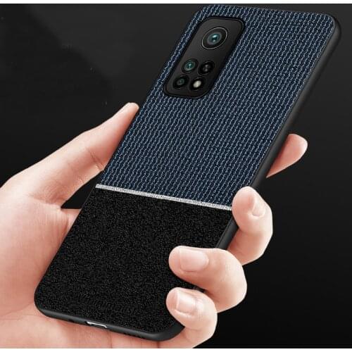 For Xiaomi Mi 10T Pro Case Cloth pattern + leather pattern Splicing Business protective back cover case for xiaomi mi 10t mi10t