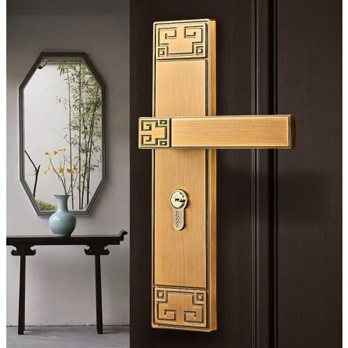Black Door Lock Luxury European American Modern Light Solid Wood Interior Door Lock Bedroom Split Handle Knob